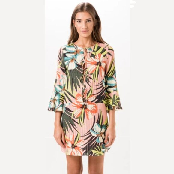 Salinas Multicolor Tropical Tunic Dress - SZ L - Picture 1 of 10